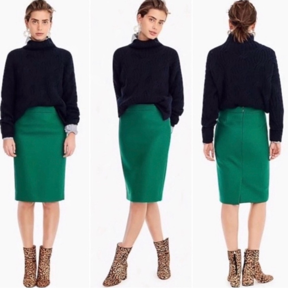 J.Crew Wool No. 2 Pencil Skirt in Emerald Green - Size 10